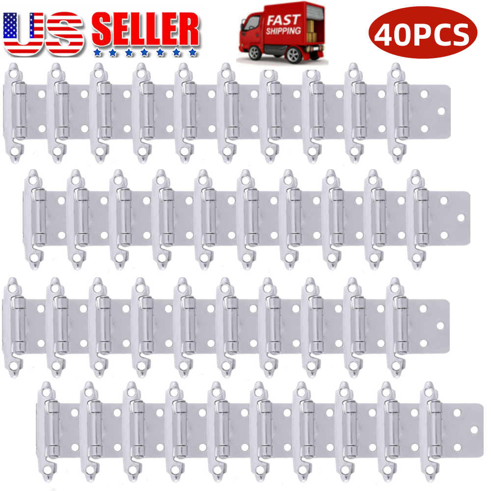 40Pcs Kitchen Cabinet Hinges Overlay Self Closing Face Mount Cupboard Door Hinge
