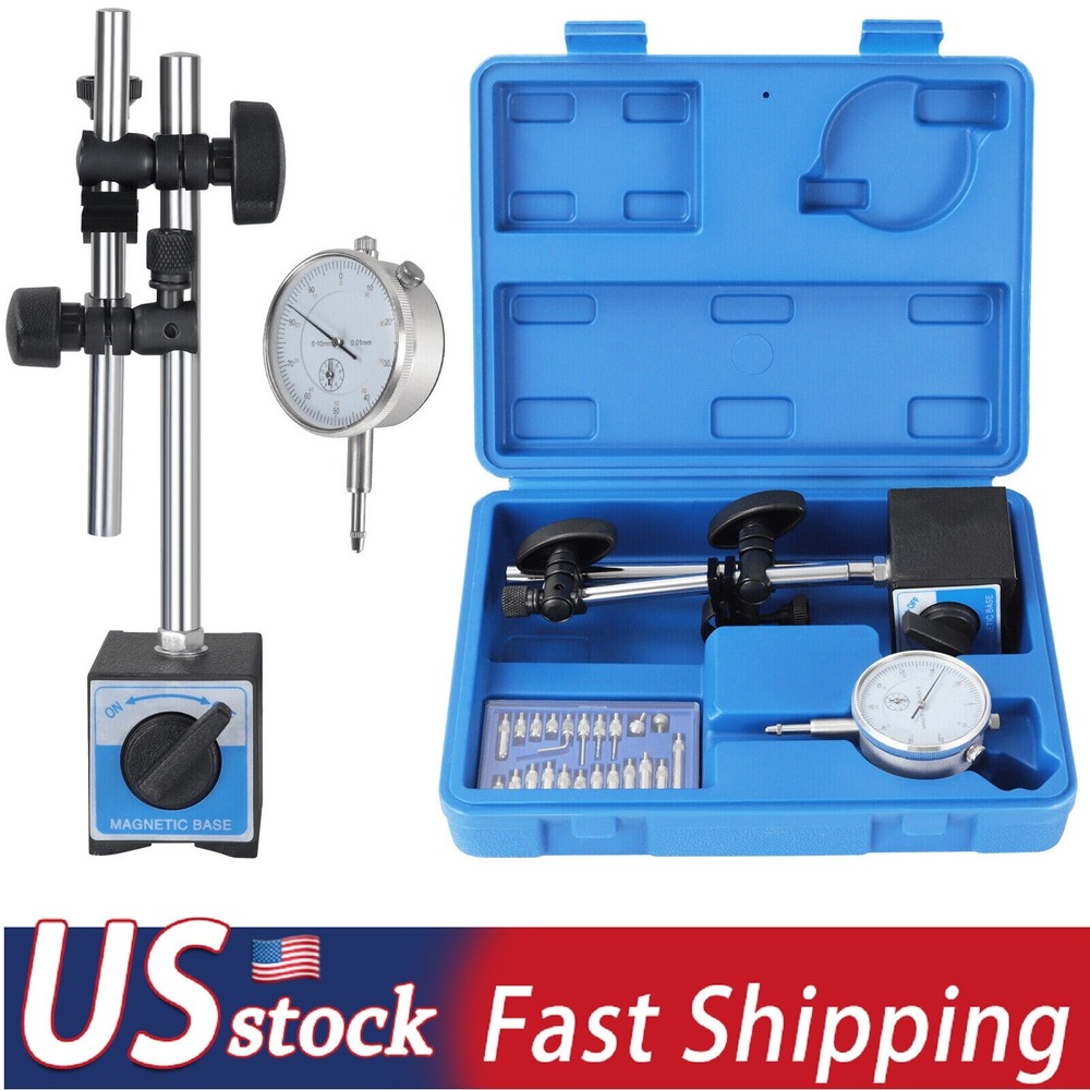 Dial Indicator with Magnetic Base 0.001"Precision Gauge Test Indicator Point Set