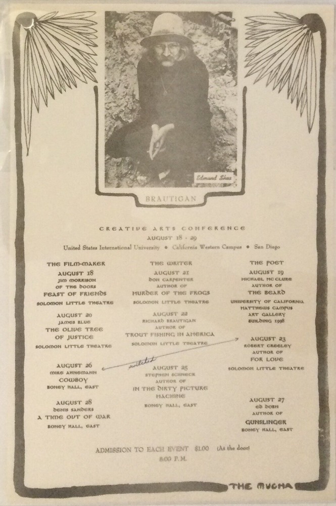 1969 JIM MORRISON United States International University San Diego Handbill