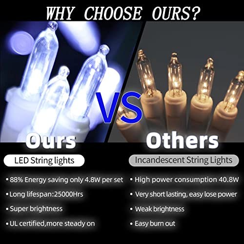 100 Mini LED Count White -String Lights - 100 Mini LED White Wire Cool White