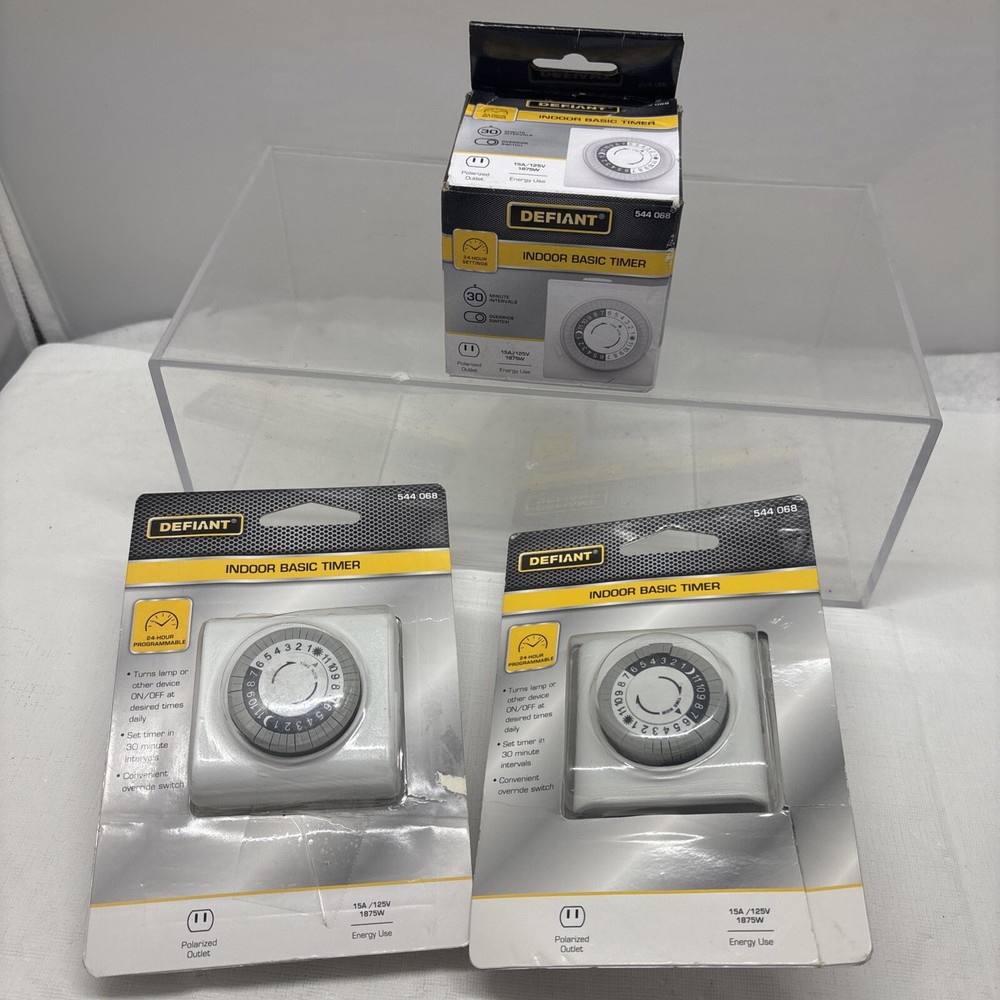 3 X Defiant 24-Hour Indoor Plug-In Basic Mechanical Timer White 544 068 B16