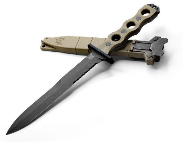 Benchmade SOCP Fixed Blade Knife 7" Double Edge Plain/Serrated Edge