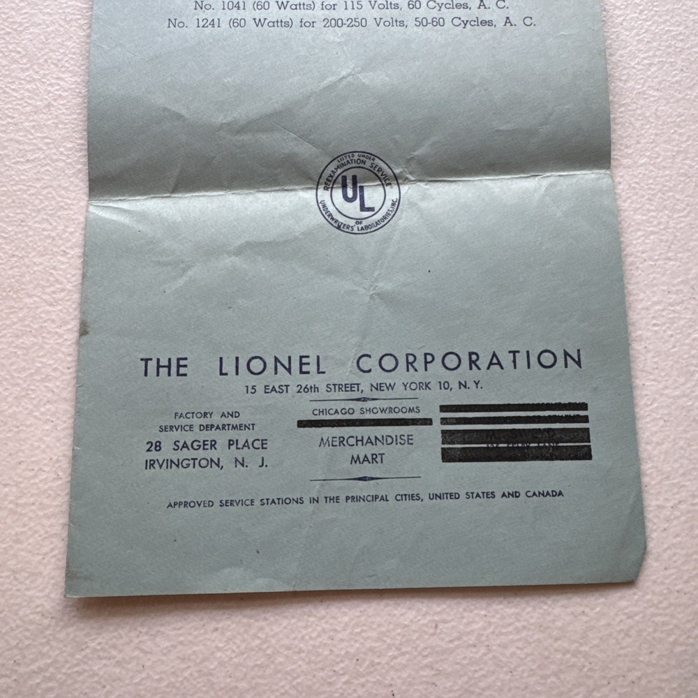 Lionel How To Operate Lionel Multi-Control Transformers Alternating Current 1946