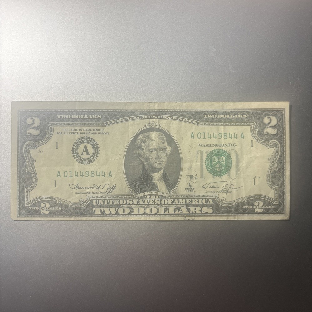 Miscut Misaligned Error  1976 $2 Two Dollar Bill