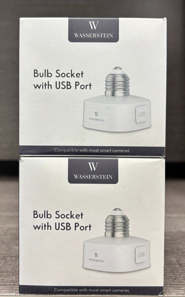 2 Wasserstein Arlo Bulb Sockets w/USB Port - Plug in Light Socket for Power
