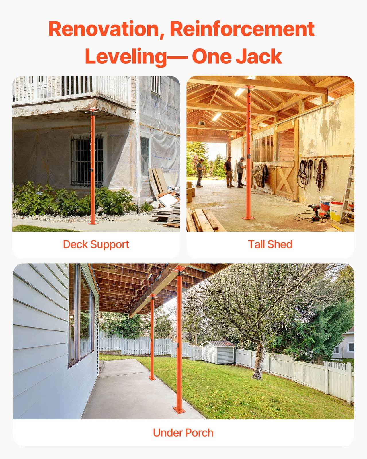 VEVOR House Floor Jacks Adjustable Floor Jack Post Leveling Lift 2PCS 53-93 Inch