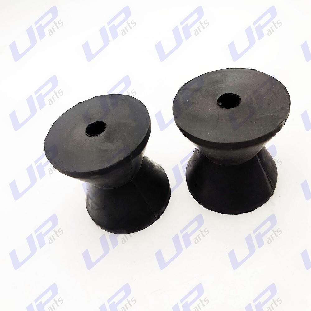 2 Pack 4 Inch Mounting Width Boat Trailer Black Molded Rubber Bow Stop Rollers