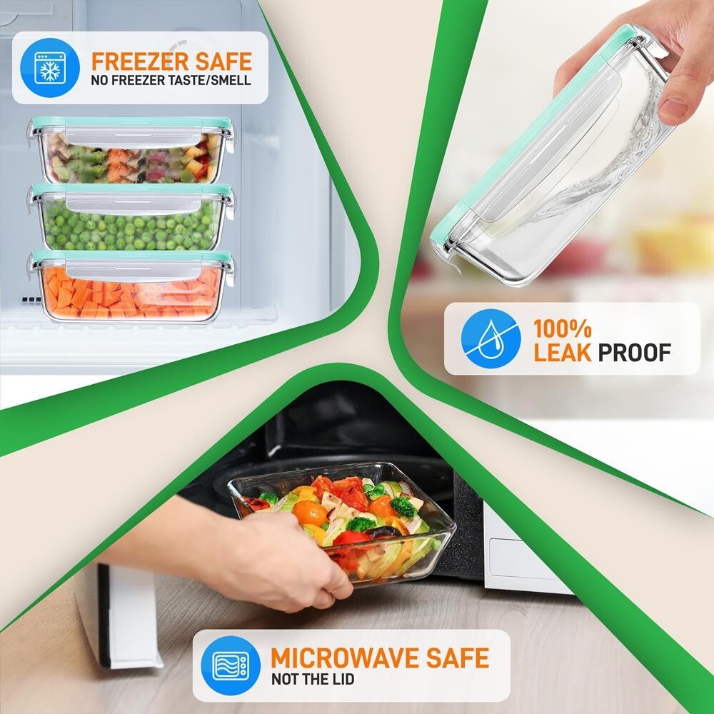 NutriChef 10-Pcs Superior Glass Food Storage Containers Set- Stackable Design