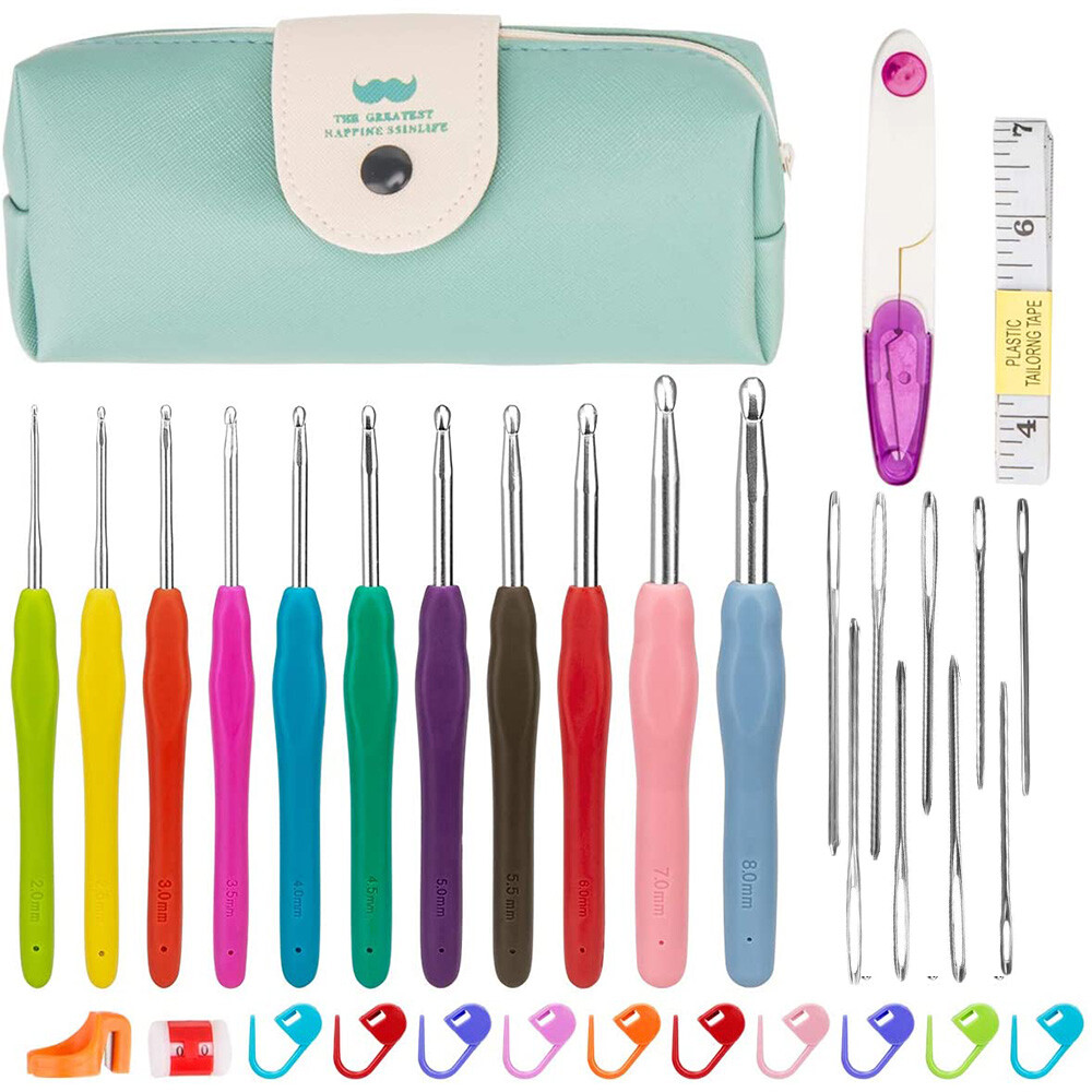 Crochet Tool Set Handle Hooks kit Needles knitting Yarn Stitch Multicolour
