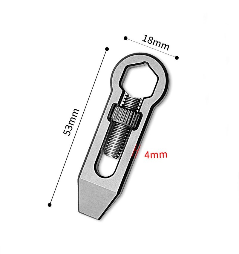 1PC EDC Titanium Pocket Pry Bar Adjustable Wrench Crowbar Keychain Multi Tools