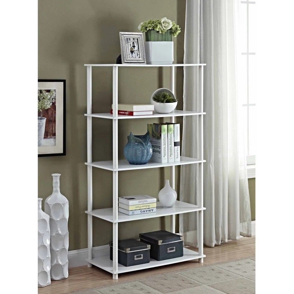 No Tools 5-Shelf Bookcase, White