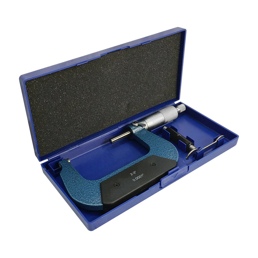 2"x2-3'' Outside Micrometer Solid Metal Frame 0.0001'' Graduation W Case Ratchet