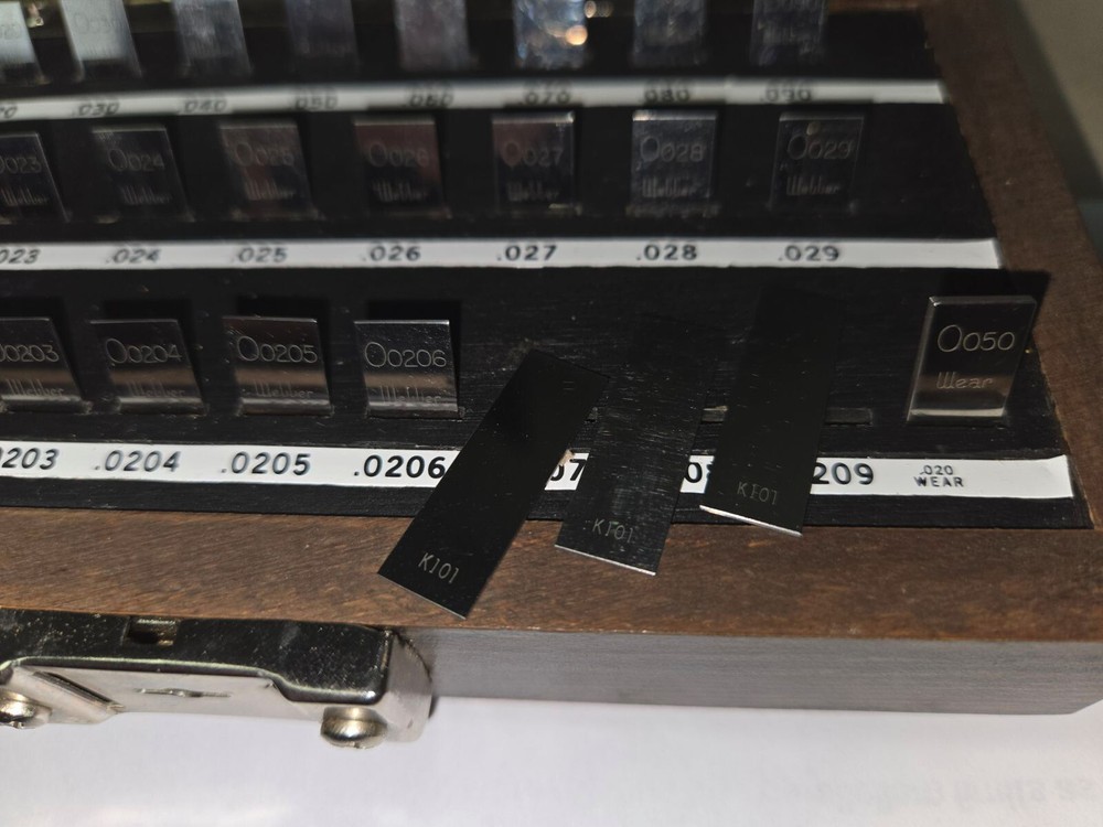 Webber Thin gage blocks, RS28A1 GRADE 0, Serialized. Calibrated 2023.