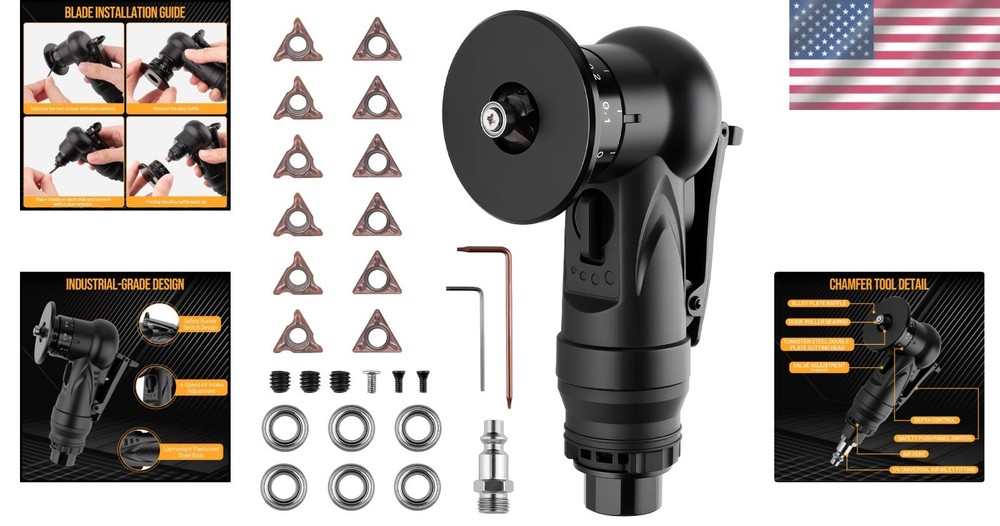 Pneumatic Chamfering Tool, Chamfer Tool with 6 C-Angle & 6 R-Angle Blades