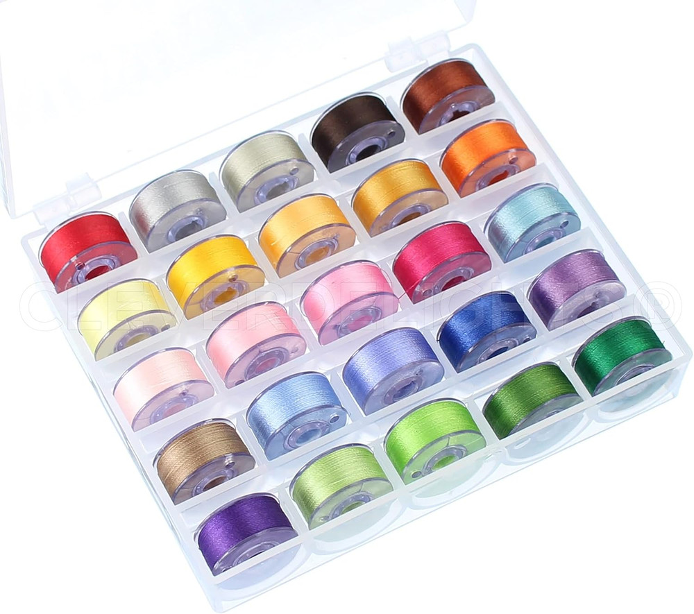 25 Color Prewound Bobbins Set - Size a (Class 15) Bobbins - 75D/2 60WT Polyester