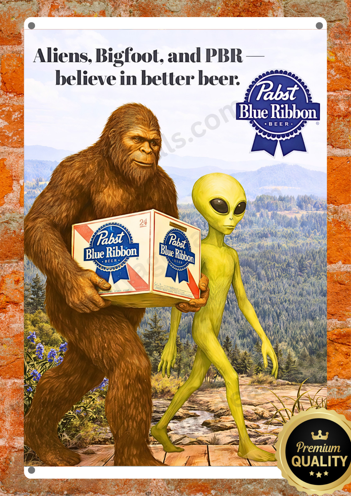 BLight Beer Hunting Metal Sign Funny Wildlife Deer Raccoon Wall Decor Read Des