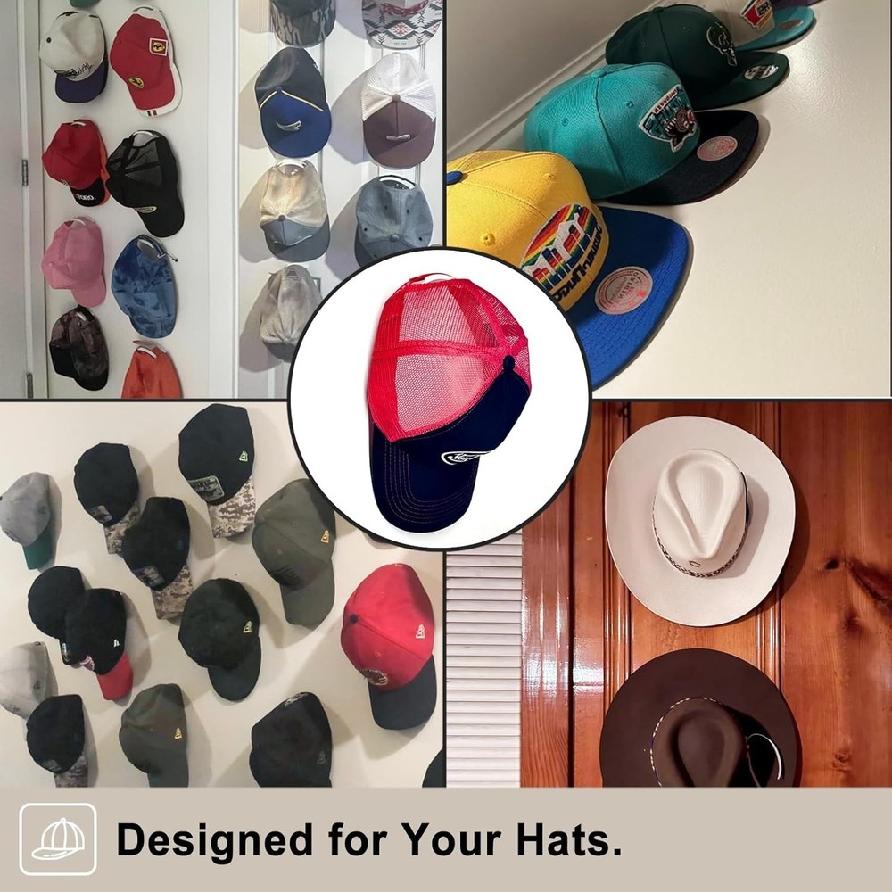 Stylish Lightweight Hat Hooks 12-Pack - Effortless Installation & Display