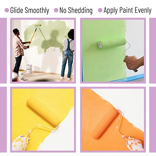Bates- Paint Roller Covers, 1/2" x 9" Roller 9 Inch, 5 Pack Yellow Stripes