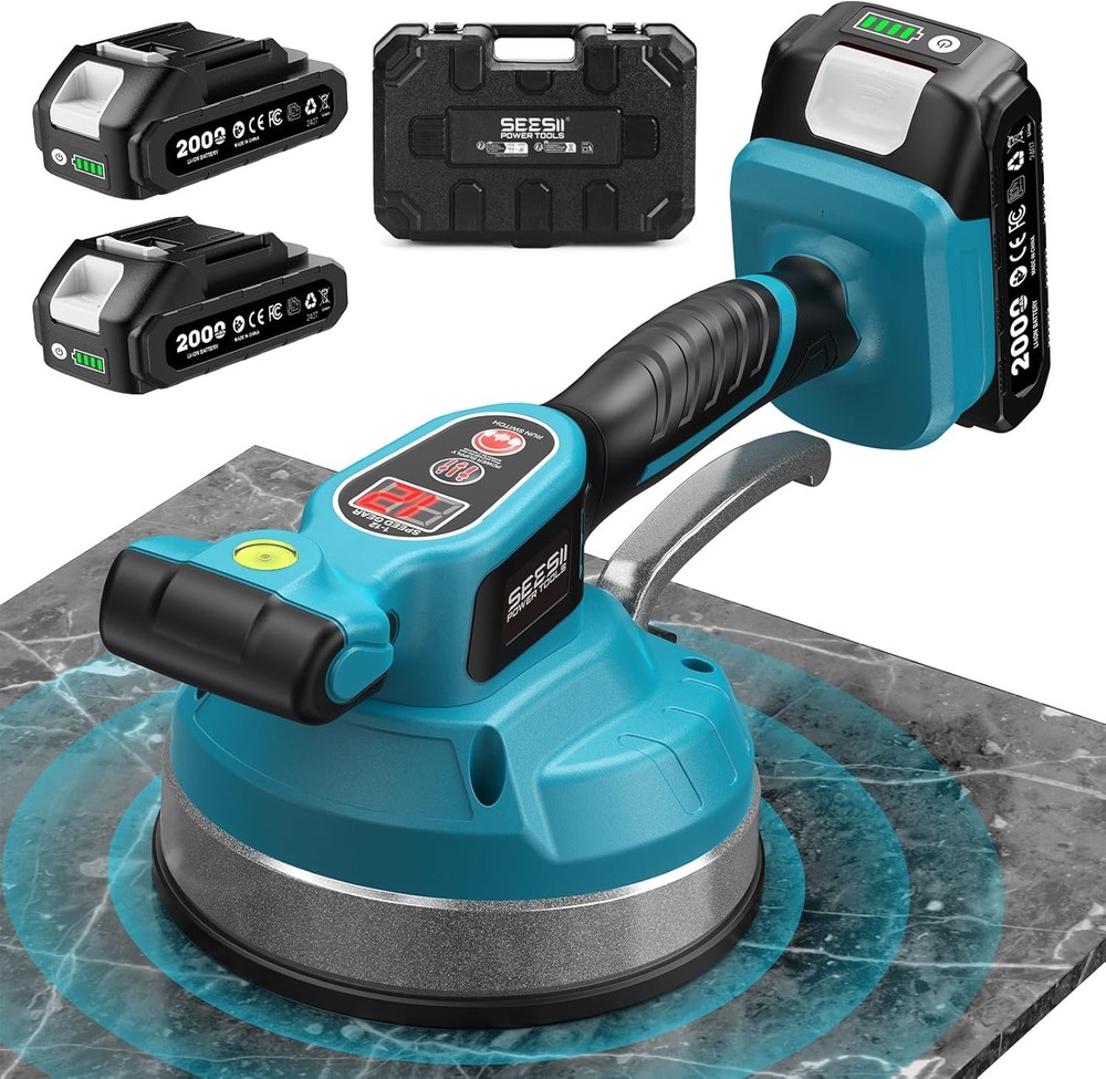 Seesii Tile Vibration Tools 2*Battery 350LB Suction Cup Tile Vibration Machine