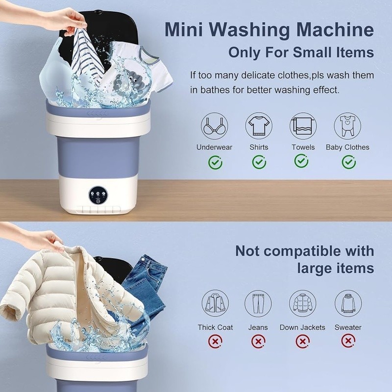 Portable Mini Washing Machine 12L Lightweight Space-saving Intelligent Spin-dry