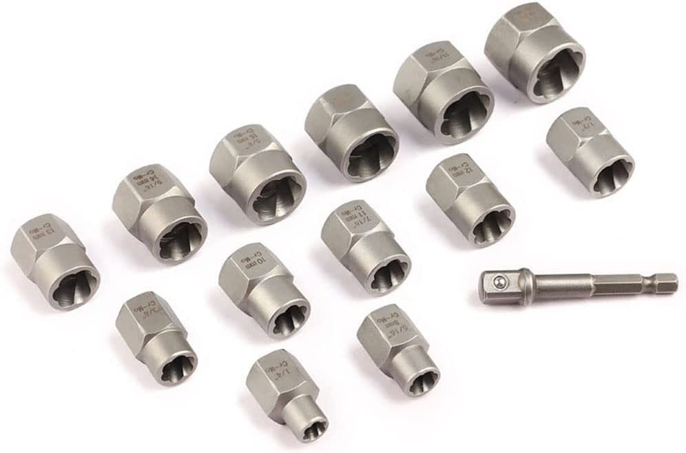 3/8" Drive Impact Bolt Extractor Set Nut Remover Extraction Socket Tools 14pcs