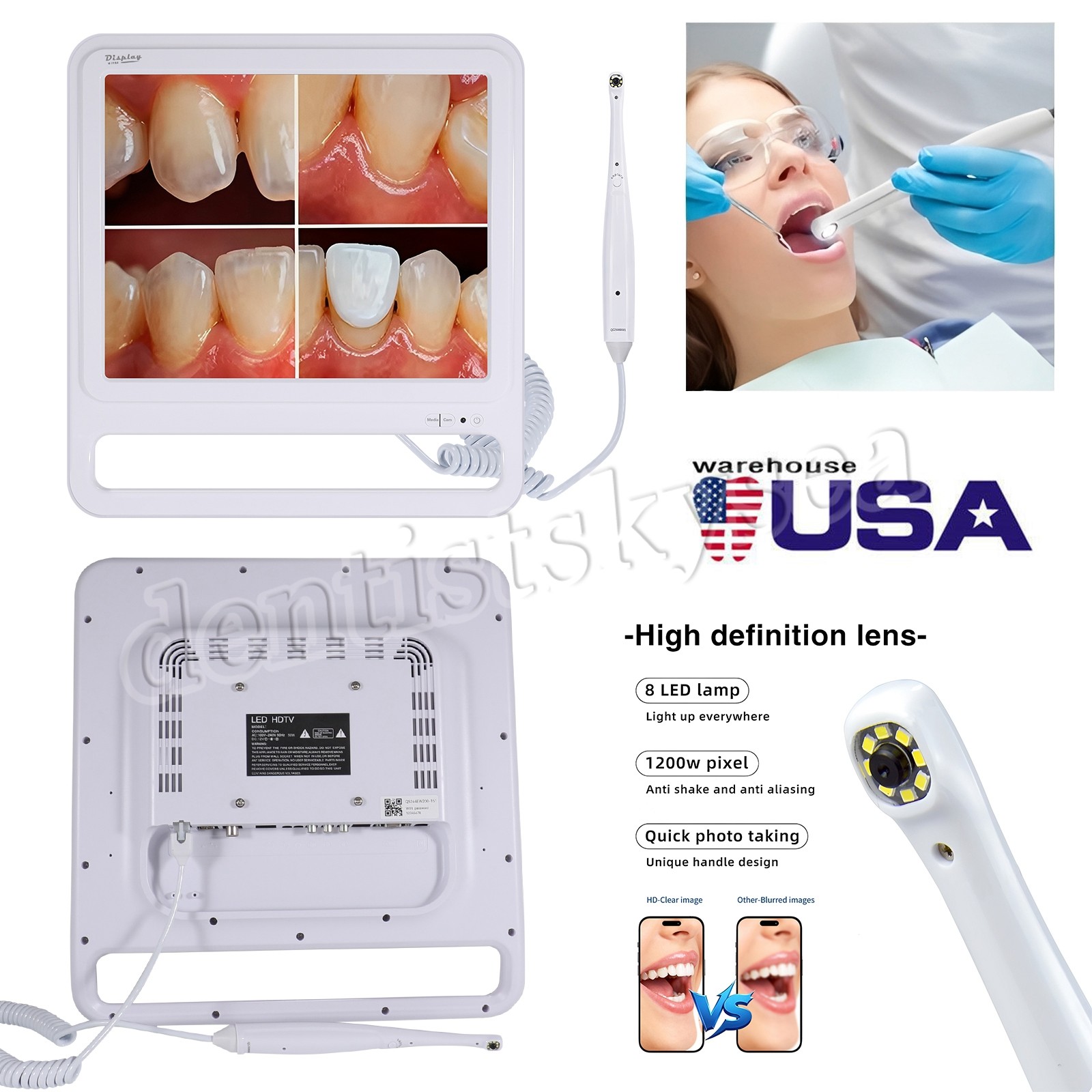 17 Inch Dental Intra Oral Intraoral Camera WIFI High Definition Digital Monitor
