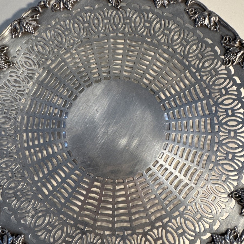 Vintage Apollo Sheffield Pierced Nickel Silver Plate-Grapevine Border 1930-1950