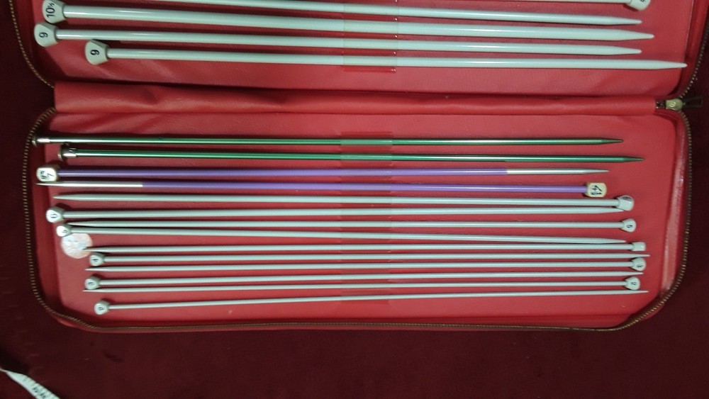 Knitting needles in zipper case