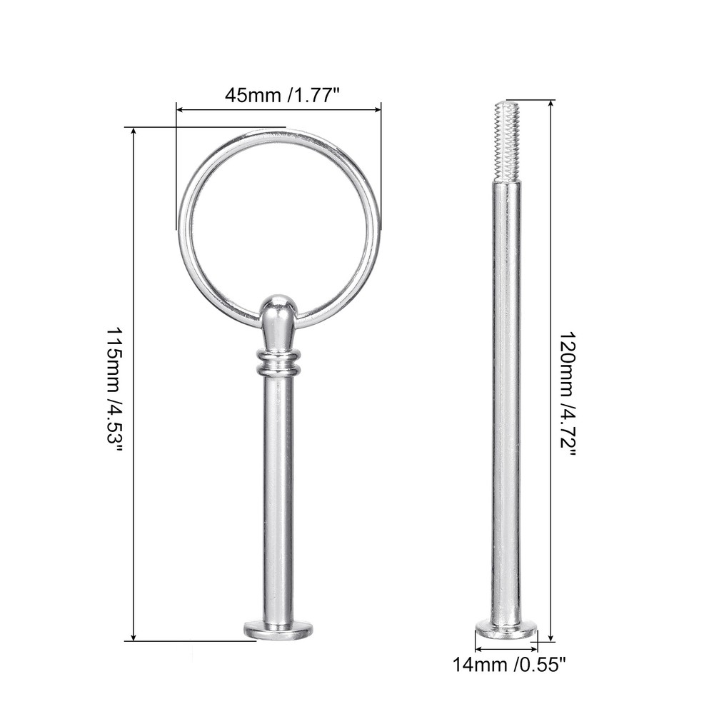 2 Sets Cake Tray Stand Handle Plate Hardware Fitting, 3-Tiers Round Silver