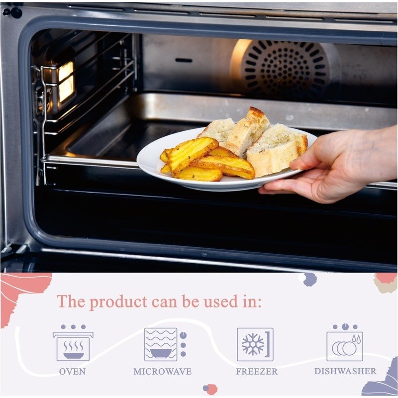 Elegant Ceramic Plates Durable Oven Safe Stackable Kitchen Dinnerware Set New
