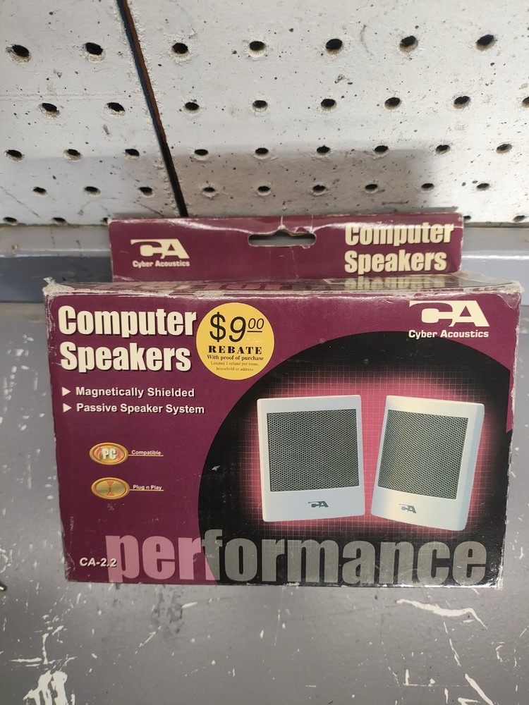 Cyber Acoustics CA-2.2 Computer Speakers Pair Magnetically Shielded Beige Used