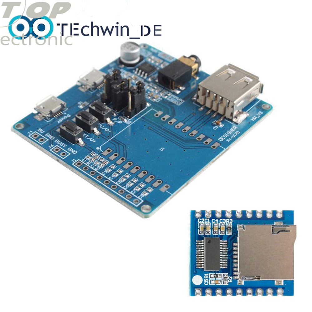 Mini MP3 Serial Voice Control Module MCU IO Control SD/TF Card Sound Module