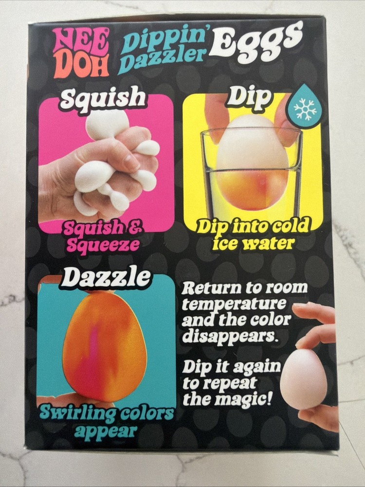 NeeDoh Dippin’ Dazzler Egg, Easter Gift Nee Doh Color Changing Egg, Orange & Red