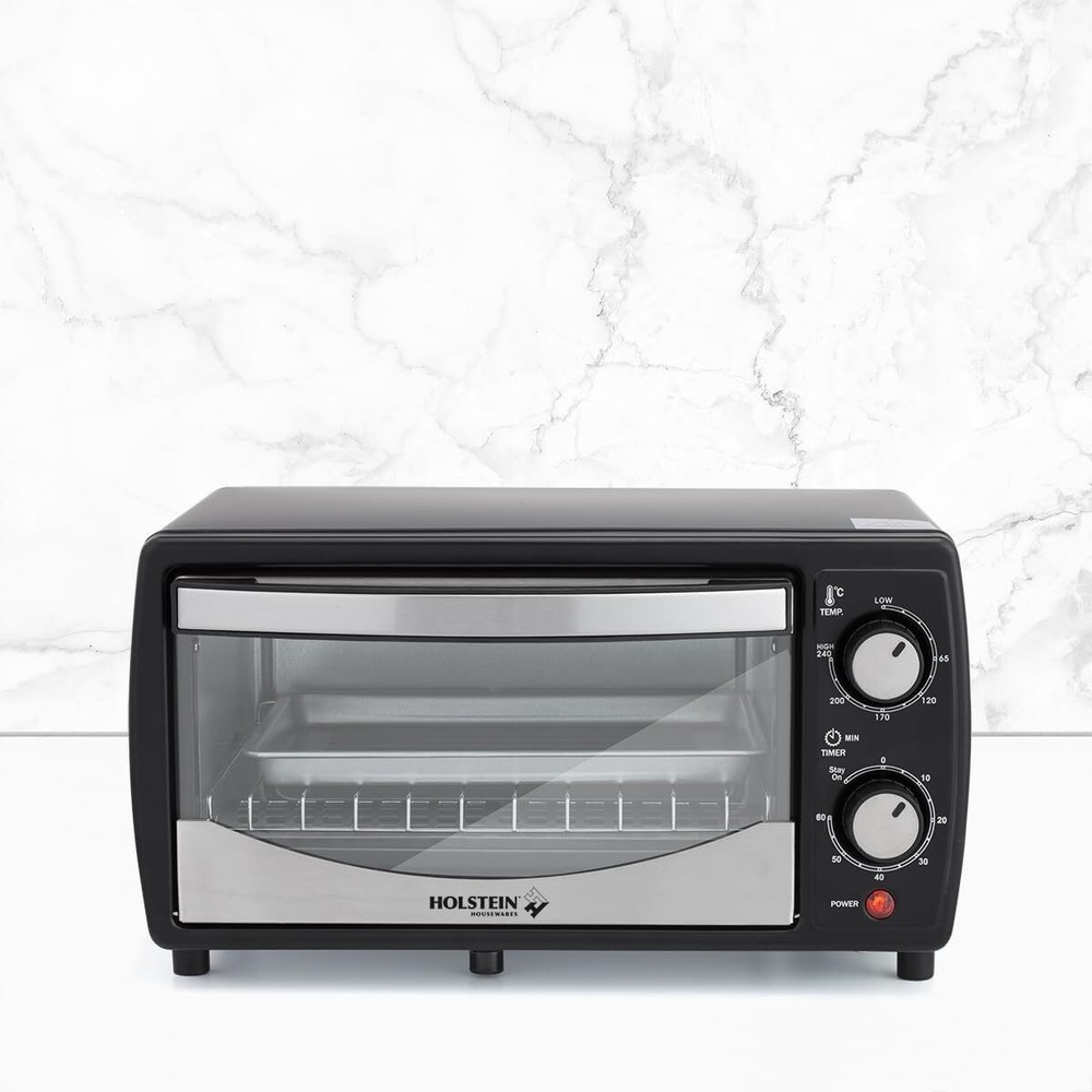 4 Slice Countertop Toaster Oven with 60 Minute Timer Includes Pan and Wire Rack
