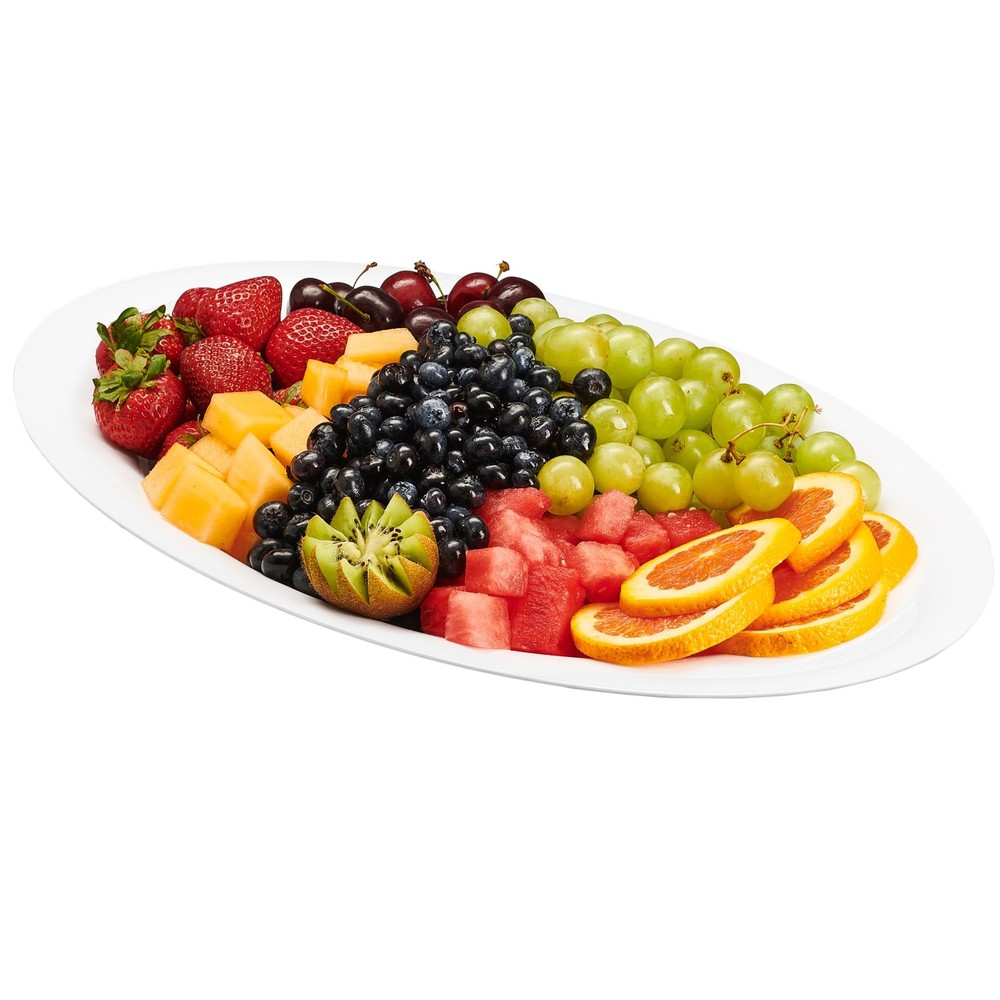 PLASTICPRO Plastic Oval Serving Trays - Platters 11 Large, White