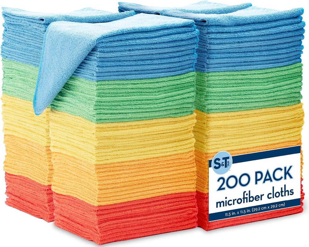 200 Pack Microfiber Cleaning Cloth, Bulk Towels for Home, Reusable Microfiber To