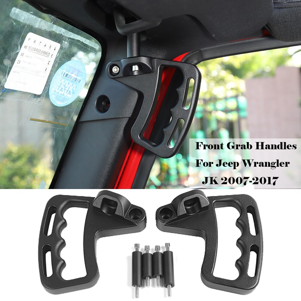 Front Aluminum Grab Handles Grip Handle Bars for Jeep Wrangler JK JKU 2007-2018
