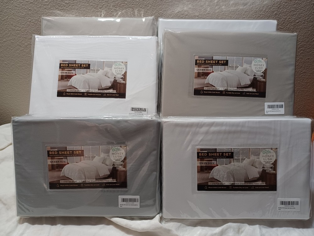 Microfiber 100% Polyester 4 piece Queen Sheet Set, Light Gray