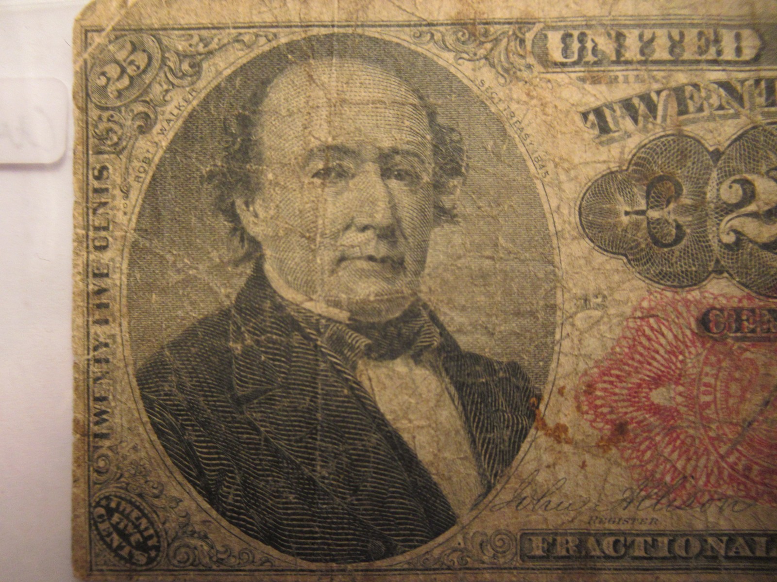 Series 1874 US 25 cent note, fractional note, obsolete note