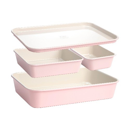 Paris Hilton 4-Piece Ceramic Nonstick Bakeware Set for Kitchen with Baking Sheet