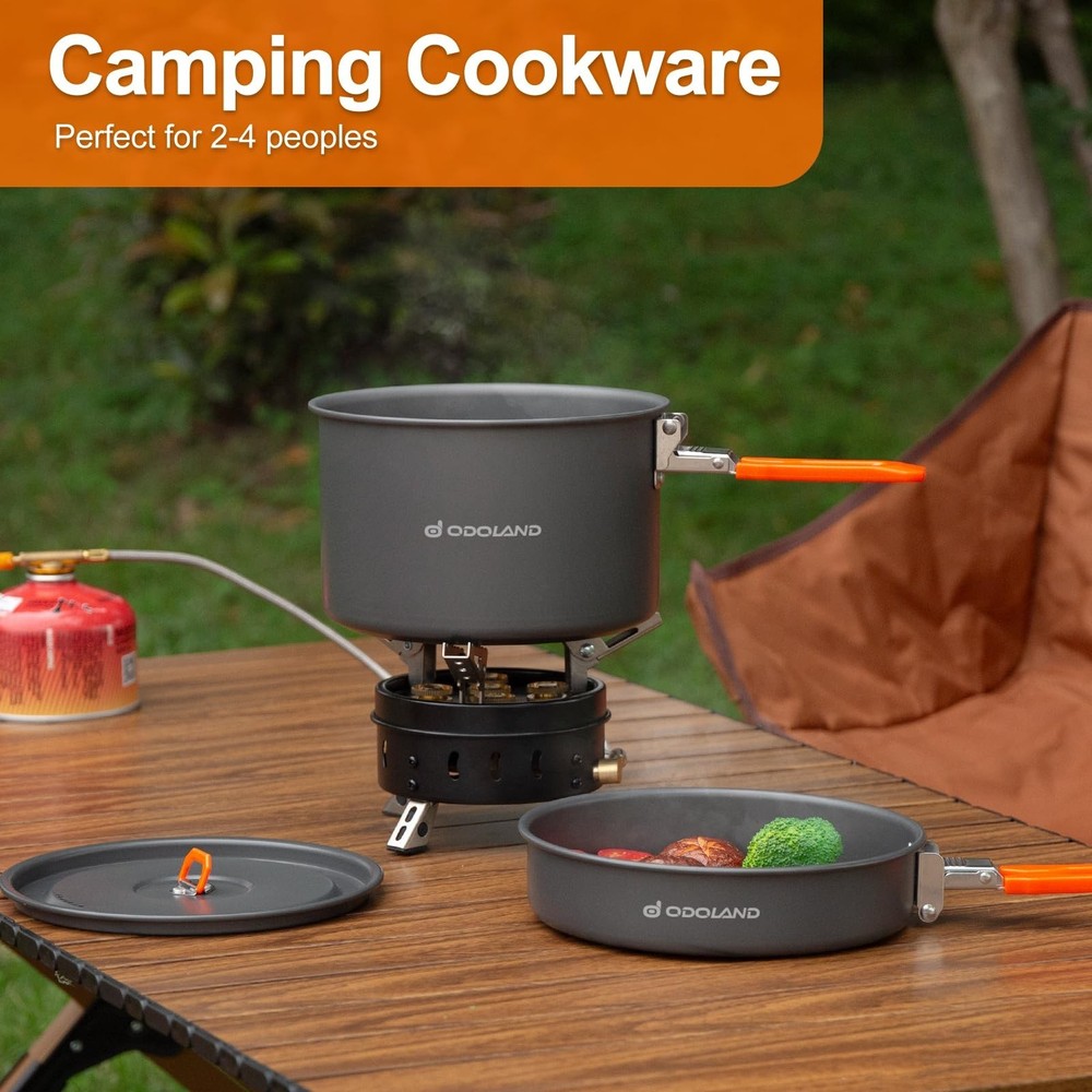 Odoland Bundle - 2 Items Camping Cookware Mess Kit and 5pcs Camping Cookware