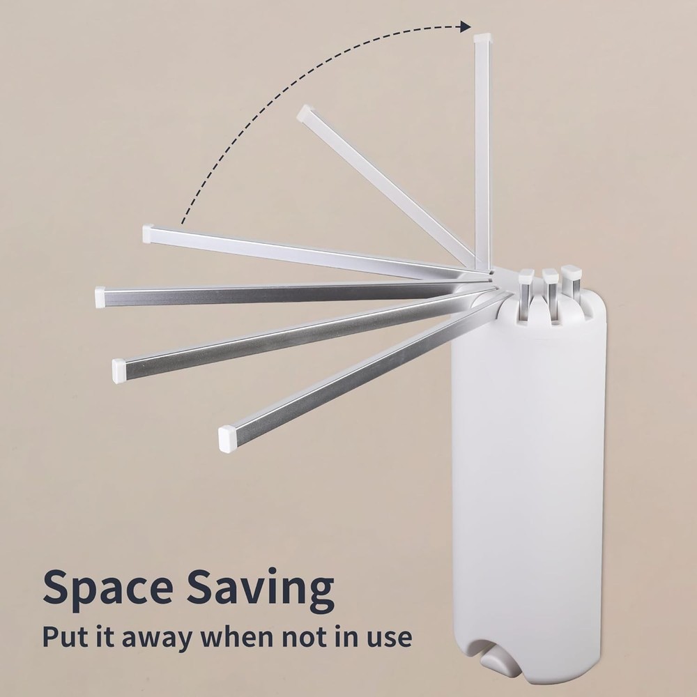Wall-mounted tripod clothes drying rack, foldable, aluminium construction