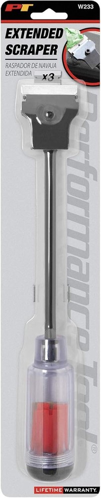 Performance Tool W233 12-Inch Long Reach Extension Scraper with 3pc Double Edged