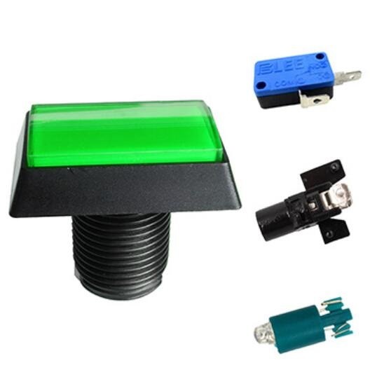 Green Arcade Square Rectangle Buttons LED Push Illumilated W/ Microswitch A