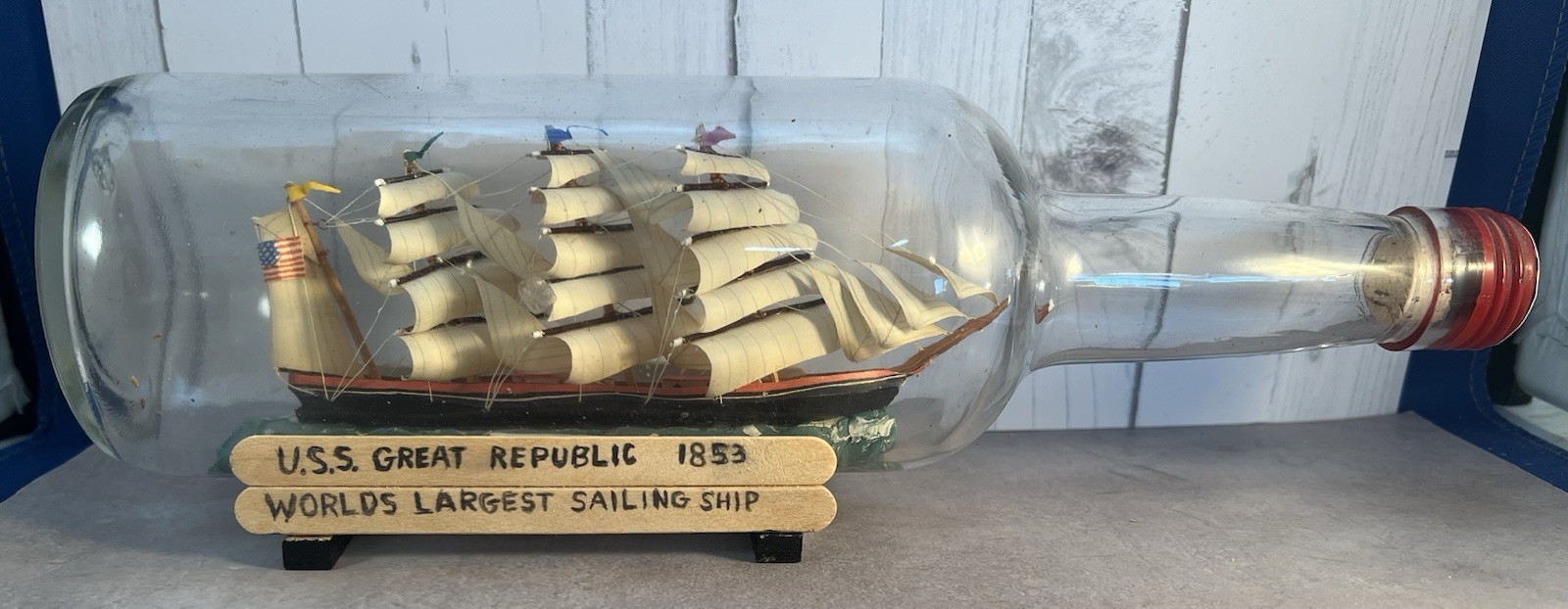 Vintage USS Great Republic, Ship In A Bottle, Highly Detailed