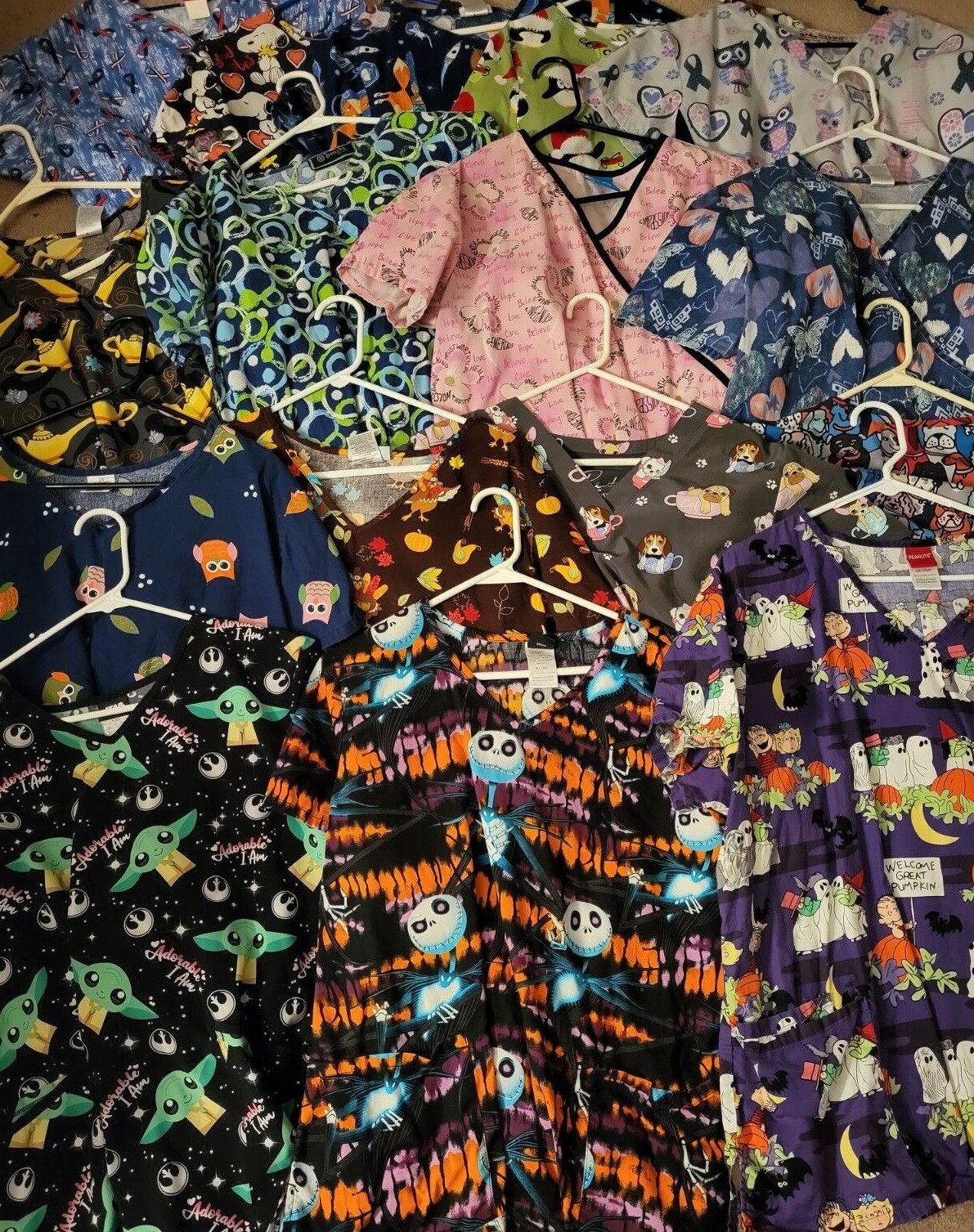 Scrub Tops Lot U-Pick - Disney, Peanuts, Star Wars, Holiday, Cats, Dogs, Flowers
