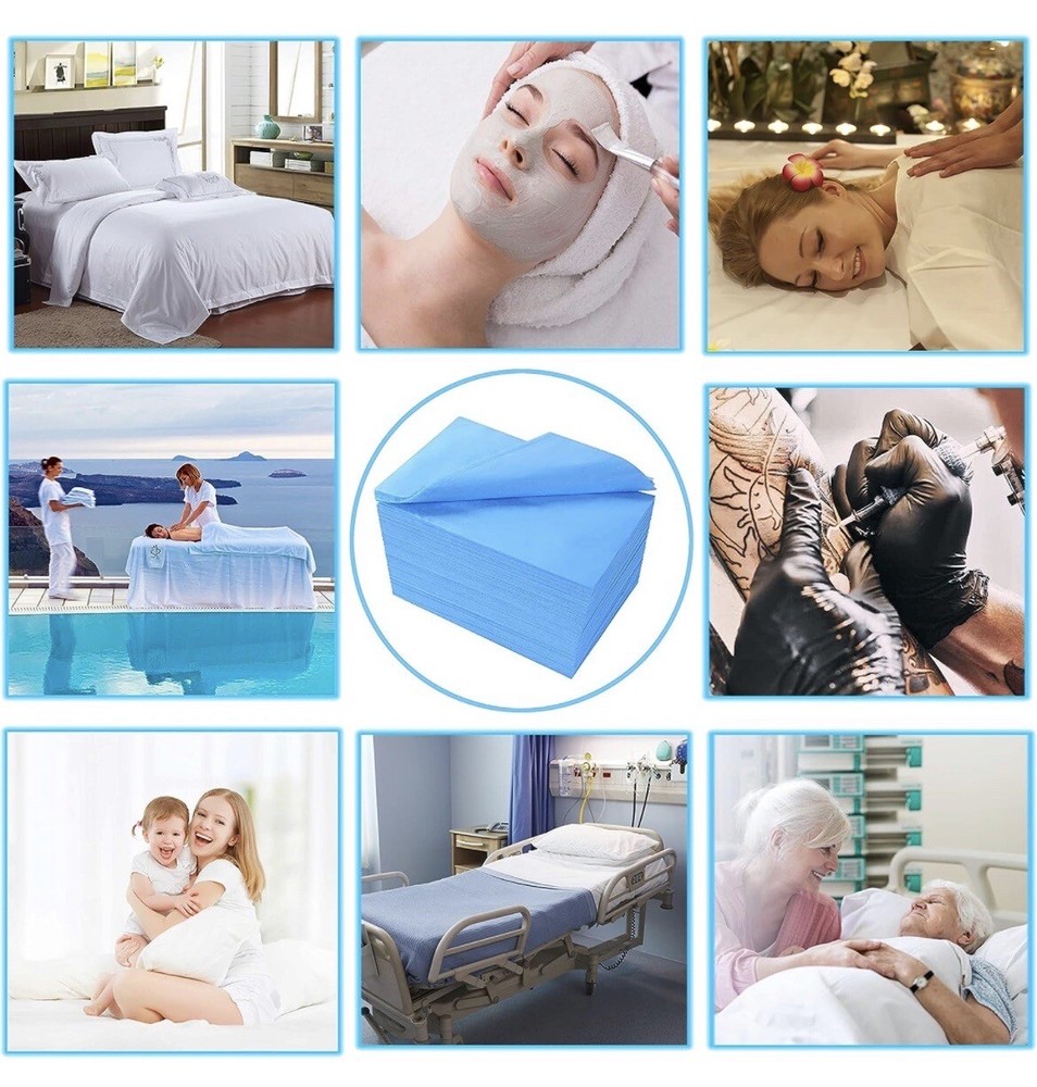 Xatumo 31" x 71" Disposable Massage Bed Sheets, Waterproof, 20-Count, Blue