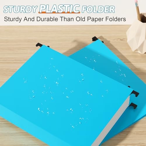 Extra Capacity Plastic Hanging File Folder Letter Size,12 Pack Multicolor