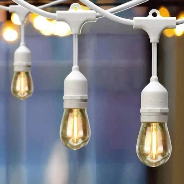 Hampton Bay Indoor/Outdoor 24 ft 12-Light Plug-In Edison Bulb String Light White