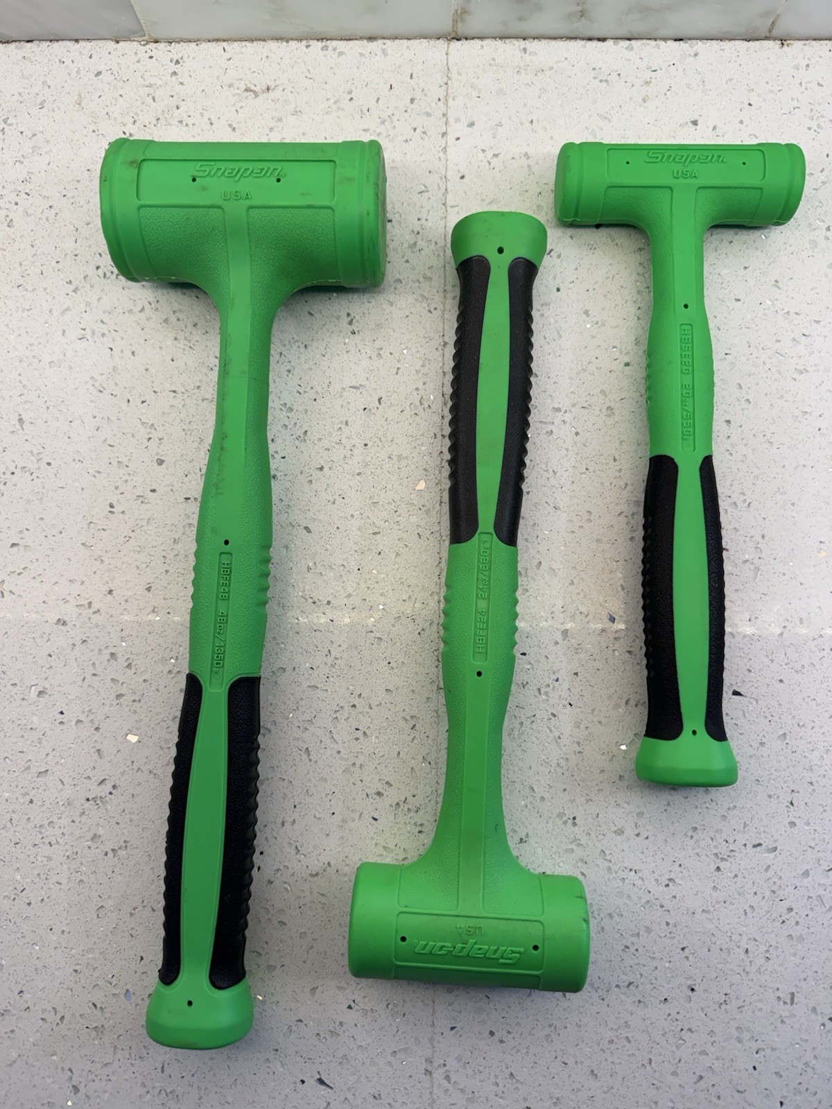 Snap-on 3pc Green Dead Blow Hammer Foam Set HBFE302FG (20 oz 24 oz 48 oz)